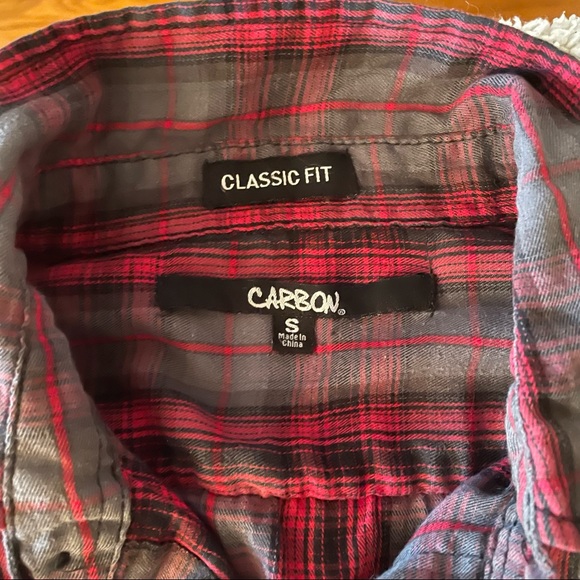 Carbon Classic Fit Red Grey Plaid Button Long Sleeve Shirt - Picture 7 of 10